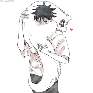 🖤 anime, cane, carino, abbraccio, opera d'arte whatsapp sticker