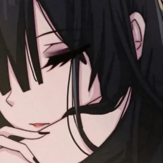 ⛓ anime girl, goth, emo, dark, sad, portrait, cartoon telegram sticker