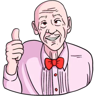 👍 man, bow tie, thumbs up, suit, cartoon, bald telegram sticker