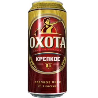 🍺 ОХОТА cerveza, alcohol, ruso, Okhota, fuerte telegram sticker