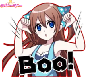 👎 BOO! Аниме, Мультфильм, Призрак, Страшный, Хэллоуин, Милый, Девушка whatsapp sticker