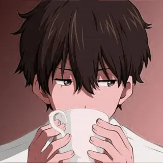 ☕️ Anime, Menino, Bebendo, Café, Chá, Fofo, Kawaii telegram sticker