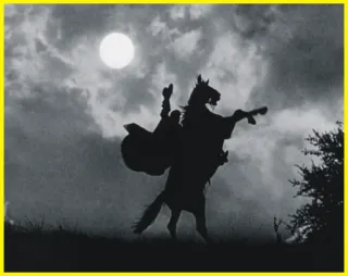 🎠 Headless Horseman Sleepy Hollow 목 없는 기사, 슬리피 할로우, 말, 밤, 실루엣 whatsapp sticker