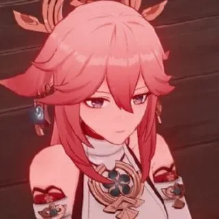 😕 Yae Miko Genshin Impact 动漫, 游戏, miHoYo, 八重神子, 原神, 老婆, 粉色头发 telegram sticker