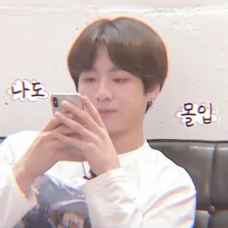 🐇 나도 몰입 Korean, person, phone, smile, headshot telegram sticker