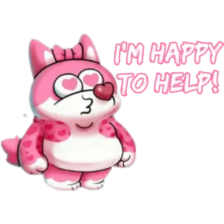🙂 I'M HAPPY TO HELP! różowy, zwierzę, kreskówka, miłość, serca, szczęśliwy whatsapp sticker