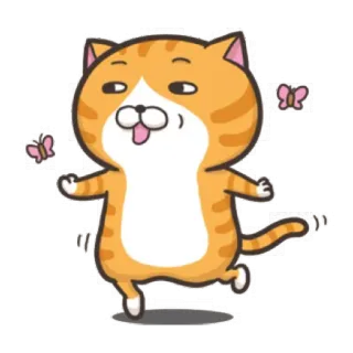 😀 猫, 動物, かわいい, マンガ, オレンジ, ステッカー, 蝶, 面白い telegram sticker