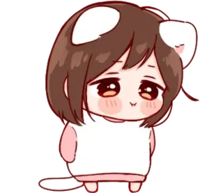 💭 Аниме, Кавай, Милый, Кошачьи ушки, Чиби telegram sticker