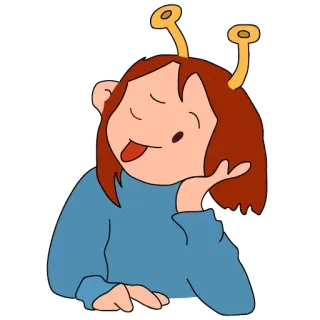 😜 dessin animé, personnage, enfant, fille, mignon, langue, antenne whatsapp sticker