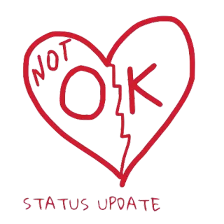 🙃 NOT OK STATUS UPDATE desilusão amorosa, triste, status, não ok, coração partido, emocional whatsapp sticker