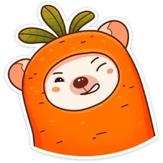 🥕 แครอท, สัตว์, น่ารัก, การ์ตูน, หมี, ภาพประกอบ telegram sticker