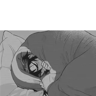 🥺 dormindo, anime, mangá, cobertor, cama, conforto telegram sticker