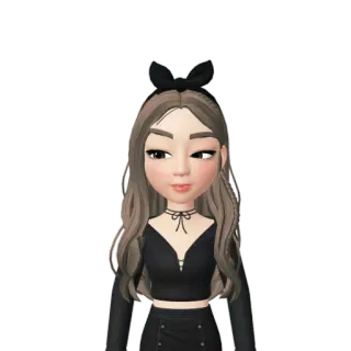 🖤 avatar, cartoon, woman, female, bow, fashion whatsapp sticker