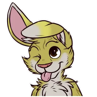 😜 conejo, conejito, guiño, dibujo animado, sticker, peludo, lengua, animal telegram sticker