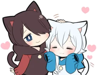 ❤️ gato, anime, kawaii, lindo, ilustración, pegatina, dibujos animados telegram sticker
