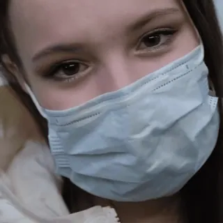 😷 masque, visage, covid, femme, pandémie, protection telegram sticker