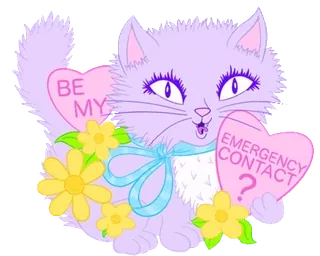 💝 BE MY, EMERGENCY CONTACT? gato, gatito, lindo, corazones, flores telegram sticker