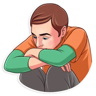 😔 Sheldon Cooper The Big Bang Theory sad, upset, sitting, tv show, character, the big bang theory, sheldon cooper telegram sticker