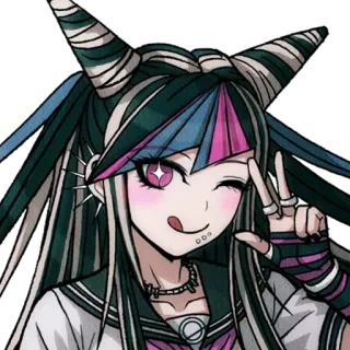 😉 Ibuki Mioda Danganronpa Anime, Charakter, Ibuki Mioda, Danganronpa, Mädchen, Lächeln, Friedenszeichen telegram sticker