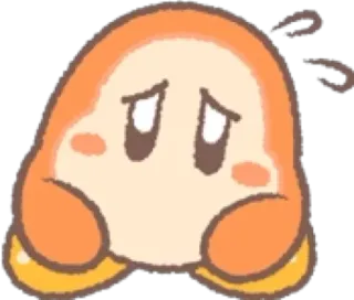 ☹ Waddle Doo Kirby 귀여운, 비디오 게임, 슬픈, 주황색, 카와이 telegram sticker