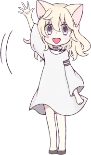 👋 Anime, Katzenmädchen, Süß, Kawaii, Neko, Manga, Mädchen, Illustration telegram sticker
