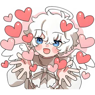 ❤️ นางฟ้า, น่ารัก, หัวใจ, ปีก, รัศมี, การ์ตูน, คาวาอิ telegram sticker