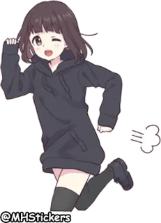 🏃‍♂️ @MHStickers Аниме, Мультфильм, Наклейка, Девушка, Мило, Толстовка, Кавай telegram sticker