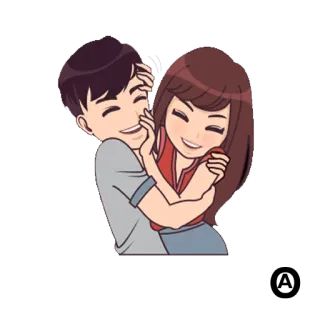 😃 Dibujos animados, Pareja, Amor, Abrazo, Lindo telegram sticker