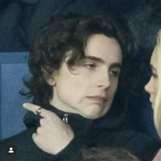 😬 Timothée Chalamet знаменитость, актер, портрет, мужчина, палец указывает whatsapp sticker
