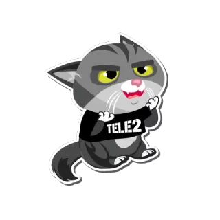 😾 TELE2 kucing, kartun, jari tengah, ofensif, stiker whatsapp sticker