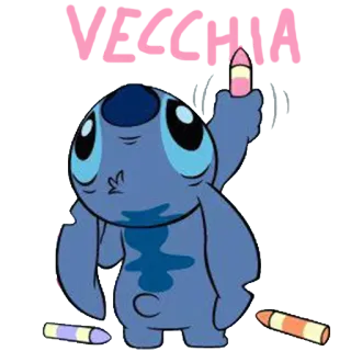 🐨 Stitch VECCHIA stitch, lilo & stitch, cartoon, alien, drawing, funny, crayon telegram sticker