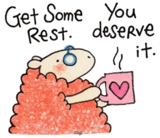 ☕️ Get Some Rest. You deserve it. ovelha, descanso, fofo, café, relaxar, animal whatsapp sticker