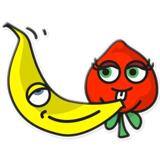 🍌 Obst, Banane, Tomate, Cartoon, süß, lustig telegram sticker