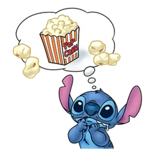 💭 Stitch POP CORN Stitch, Lilo & Stitch, Disney, Popcorn, Snack, Cartone animato, Carino telegram sticker