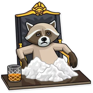 🤴 szop pracz, narkotyki, kokaina, alkohol, kreskówka, zwierzę telegram sticker