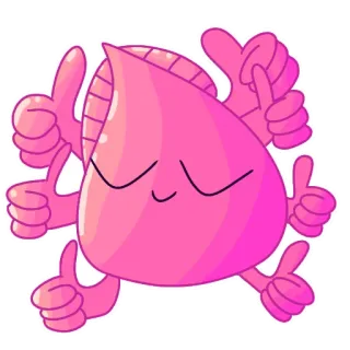 👍 polegar para cima, aprovação, positivo, desenho animado, rosa, fofo telegram sticker