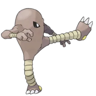 🔵 Hitmonlee Pokemon Pokémon, Kicklee, combat, arts martiaux, jeu vidéo, personnage, dessin animé telegram sticker