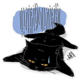 😓 cat, sad, distressed, animal, black cat, cartoon telegram sticker