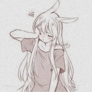 🍬 动漫, 兔耳朵, 女孩, 绘画, 素描 telegram sticker