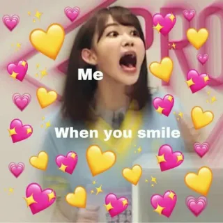 💘 Me When you smile amour, coeurs, joyeux, sourire, mème, réaction, mignon telegram sticker