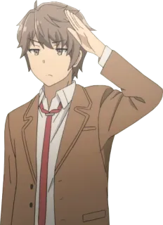 🫡 Anime, Mann, Krawatte, Gruß, braune Haare telegram sticker