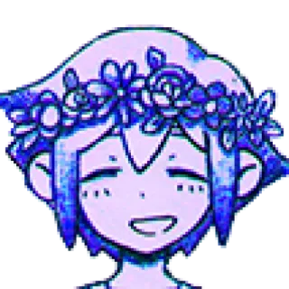☺️ Basil Omori jeu vidéo, fleur, sourire, mignon telegram sticker