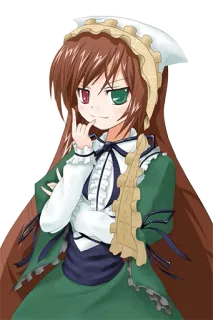 🤘 cô gái anime, hầu gái, loạn sắc tố mống mắt, váy xanh lá cây telegram sticker