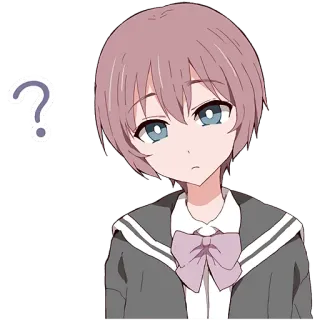 😕 ? question mark, anime, cute, girl, uncertain, thinking telegram sticker