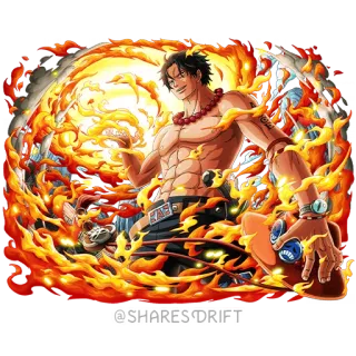 💥 Ace One Piece @SHARESDRIFT Anime, One Piece, Portgas D Ace, Fogo, Desenho animado telegram sticker