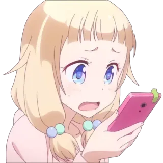 😯 Anime, Desenho animado, Garota, Telefone, Surpresa, Fofa telegram sticker