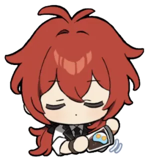 🥤 Diluc Genshin Impact diluc, genshin impact, anime, character, video game, cute, chibi telegram sticker