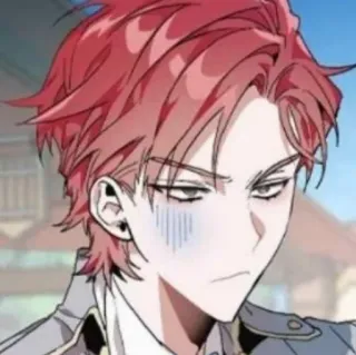 🥀 Anime, Hombre, Pelo rojo, Expresión facial, Retrato, Personaje, Ilustración telegram sticker
