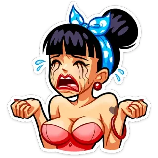 😭 crying, woman, cartoon, sad, upset, emotional whatsapp sticker