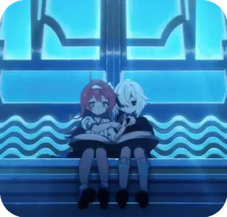 ❤️ アニメ, 女の子, 座り, 室内, 窓 whatsapp sticker